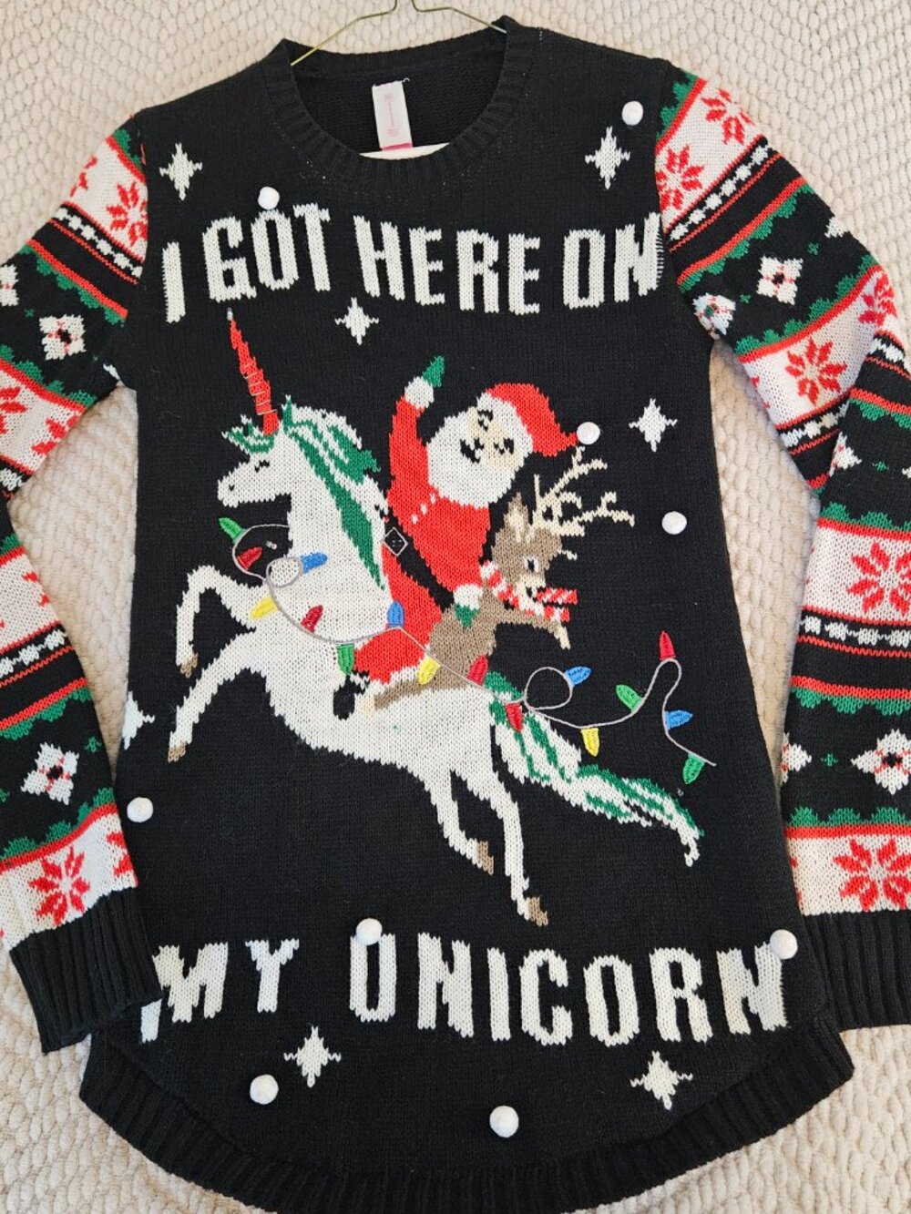 No Boundaries Women's Light Up Unicorn Christmas Sweater Size XS